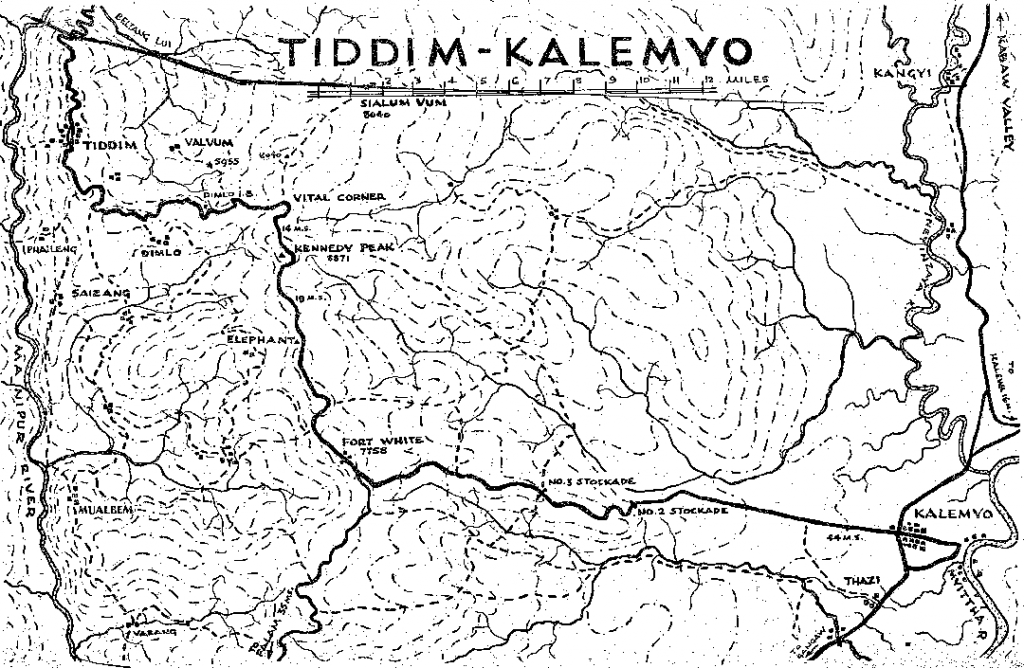 Map of Tiddim - Kalemyo, Burma 1944